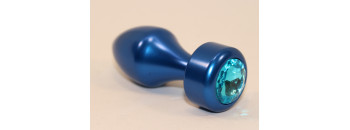Анальная пробка металл синяя с голубым стразом 7,8х2,9см 47442-1MM