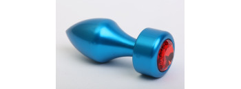 Анальная пробка металл синяя с красным стразом 7,8х2,9см 47442-2MM