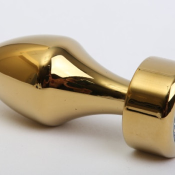 Анальная пробка металл золото с прозрачным стразом 7,8х2,9см 47443-4MM