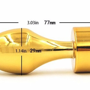 Анальная пробка металл золото с фиолетовым стразом 7,8х2,9см 47443-5MM