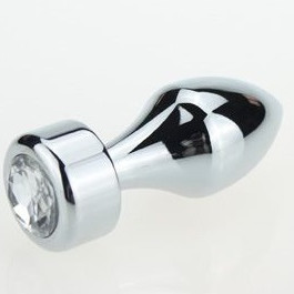 Анальная пробка металл серебро с прозрачным стразом 7,8х2,9см47444-4MM