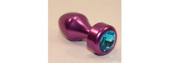 Анальная пробка металл фиолетовая с голубым стразом 7,8х2,9см 47445-1MM