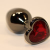 Пробка анальная металл 8х3,5см с сердечком красный страз 47447-2MM