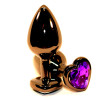 Пробка анальная черная 8х3,5см с сердечком фиолетовый страз 47447-5MM