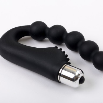 Вибромассажер черный с гибкими бусинками 47454-MM