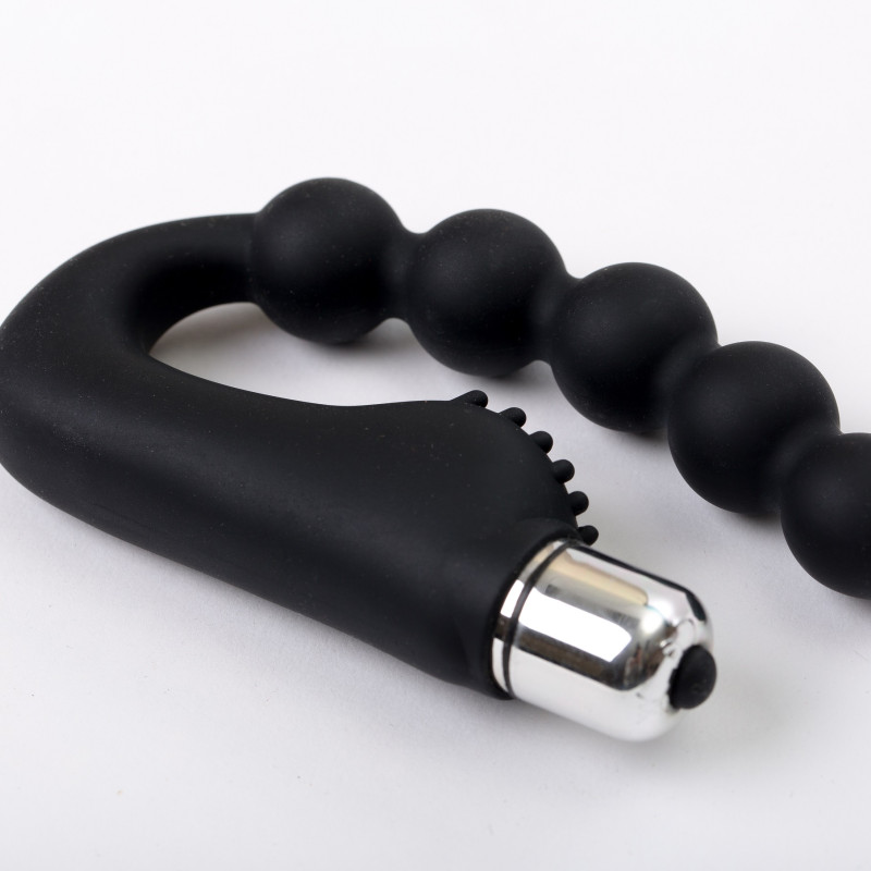 Вибромассажер черный с гибкими бусинками 47454-MM