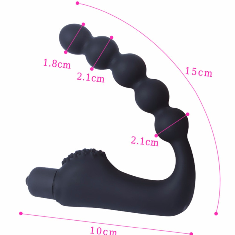 Вибромассажер черный с гибкими бусинками 47454-MM