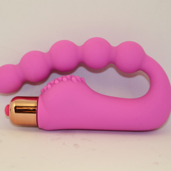 Вибромассажер розовый с гибкими бусинками 47455-MM