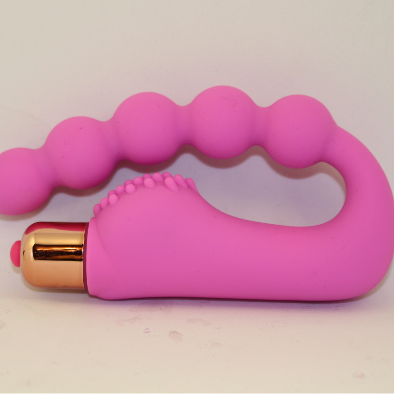 Вибромассажер розовый с гибкими бусинками 47455-MM