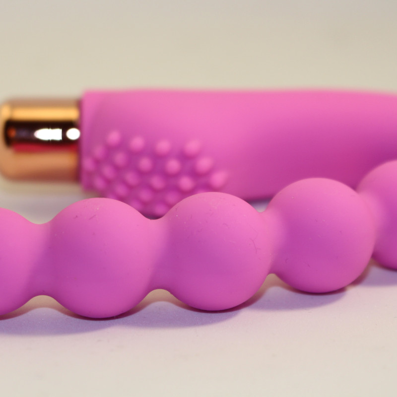 Вибромассажер розовый с гибкими бусинками 47455-MM