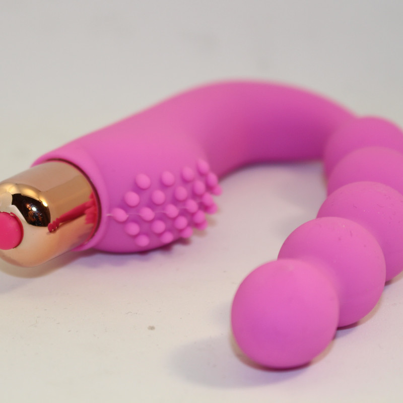 Вибромассажер розовый с гибкими бусинками 47455-MM