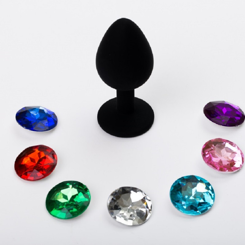 Набор из малой силиконовой пробки черного цвета и 7 сменных стразов 47459-MM