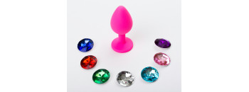 Набор из большой силиконовой пробки розового цвета и 7 сменных стразов 47470-MM