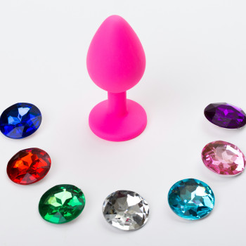 Набор из большой силиконовой пробки розового цвета и 7 сменных стразов 47470-MM