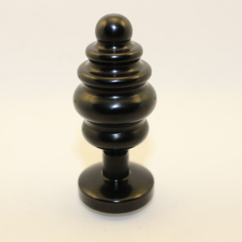 Анальная пробка фигурная 3,5 х 8,2 см металл черная красный страз 47474-2MM