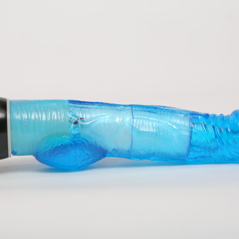 Вибратор реалистик с мошонкой и подсветкой голубой 21 х 3 см 47483-MM