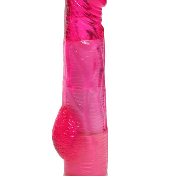 Вибратор реалистик с мошонкой и подсветкой красный 21 х 3 см 47484-MM