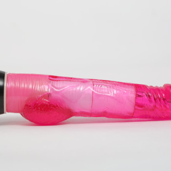 Вибратор реалистик с мошонкой и подсветкой красный 21 х 3 см 47484-MM