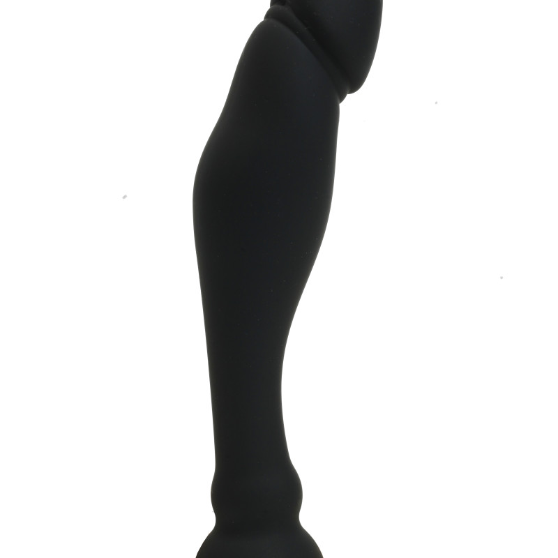 Фаллоимитатор изогнутый с шаром силиконовый черный 47517-MM