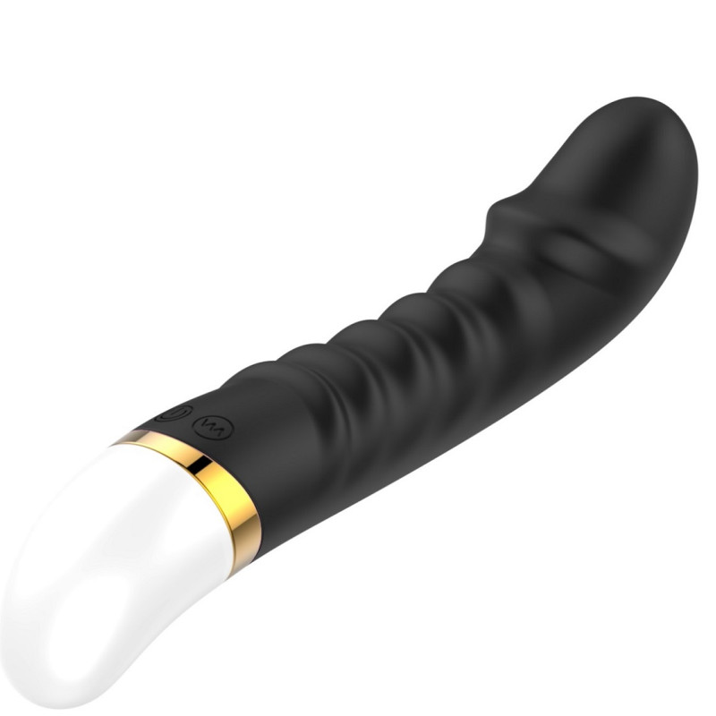 Вибратор силиконовый изогнутая волна 19 х 3,8 см черный 47551-MM