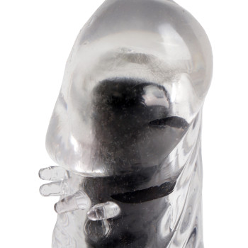 Вибратор прозрачный с дополнительными пупырышками 17 х 3,5 см, черный 47553-MM