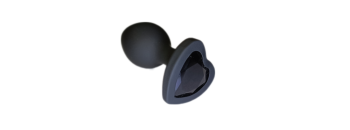 Анальная пробка силиконовая в виде сердечка с черным стразом 47605-MM