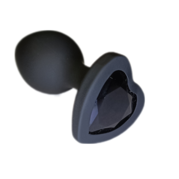 Анальная пробка силиконовая в виде сердечка с черным стразом 47605-MM