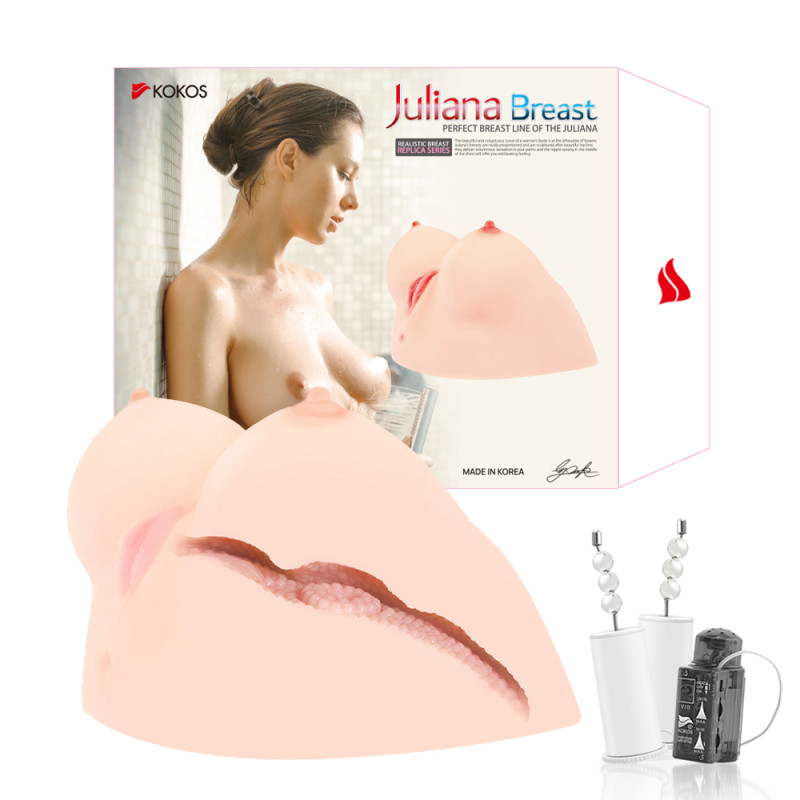 Мастурбатор Juliana Breast грудь-вагина-анус с вибрацией телесный TPR KOKOS M01-002-01V