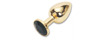 Анальная пробка золото со вставкой черный страз S 47007-MM
