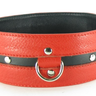 Ошейник из кожи черно-красный увеличенного размера XL 55002xlars