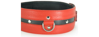 Ошейник из кожи черно-красный увеличенного размера XL 55002xlars