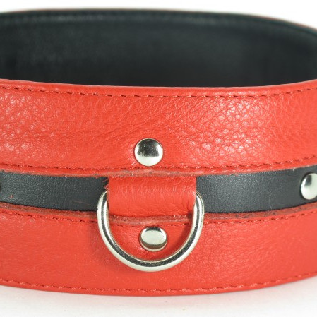 Ошейник из кожи черно-красный увеличенного размера XL 55002xlars