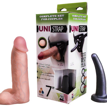 Страпон с двумя насадками UNI strap 7