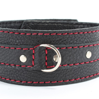 Ошейник из натуральной кожи с красной строчкой OS 55049ars