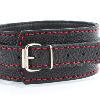 Ошейник из натуральной кожи с красной строчкой OS 55049ars