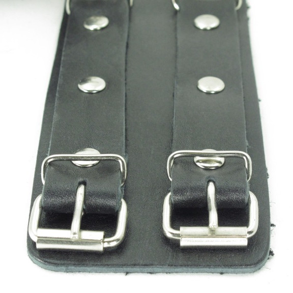 Оковы из кожи черные с двумя пряжками 56007ars