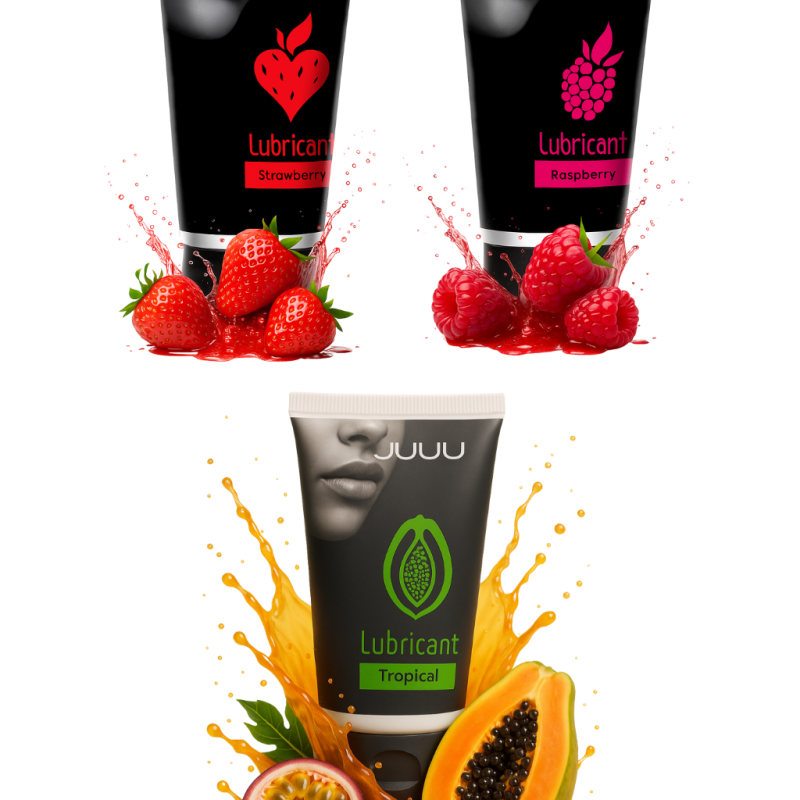 Сет съедобных лубрикантов JUJU: клубника, малина, тропические фрукты, 3х50ml 677JU