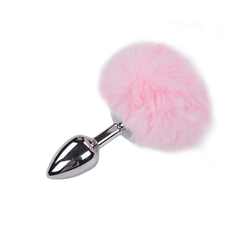 Анальная пробка Metal Anal Fluffly Plug S Pink 70372AL