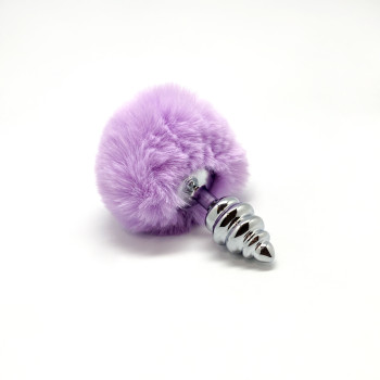 Анальная пробка Metal Anal Fluffly Twist Plug S Purple 70390AL