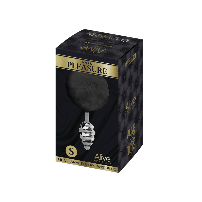 Анальная пробка Metal Anal Fluffly Twist Plug S Black 70391AL