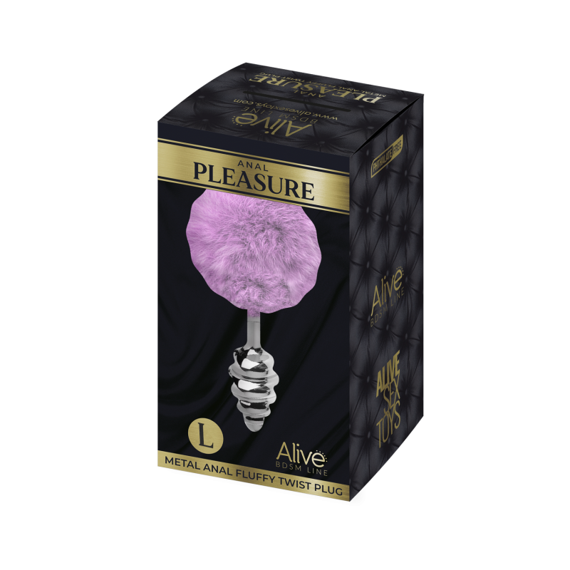 Анальная пробка Metal Anal Fluffly Twist Plug L Purple 70398AL