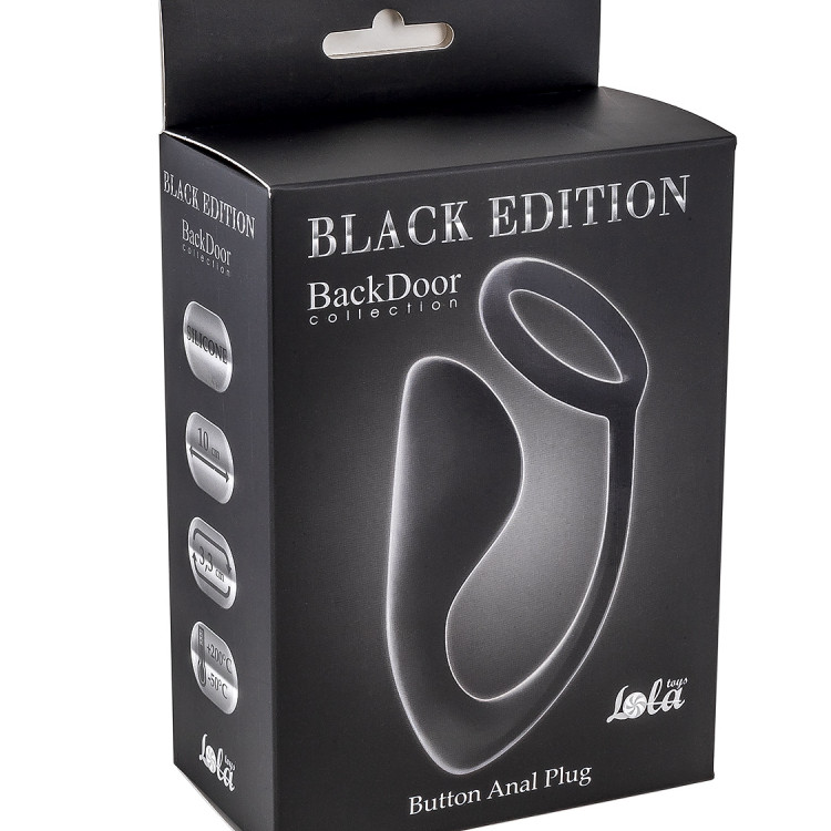Мужской анальный стимулятор с кольцом на пенис Button Anal Plug Black 4216-01Lola