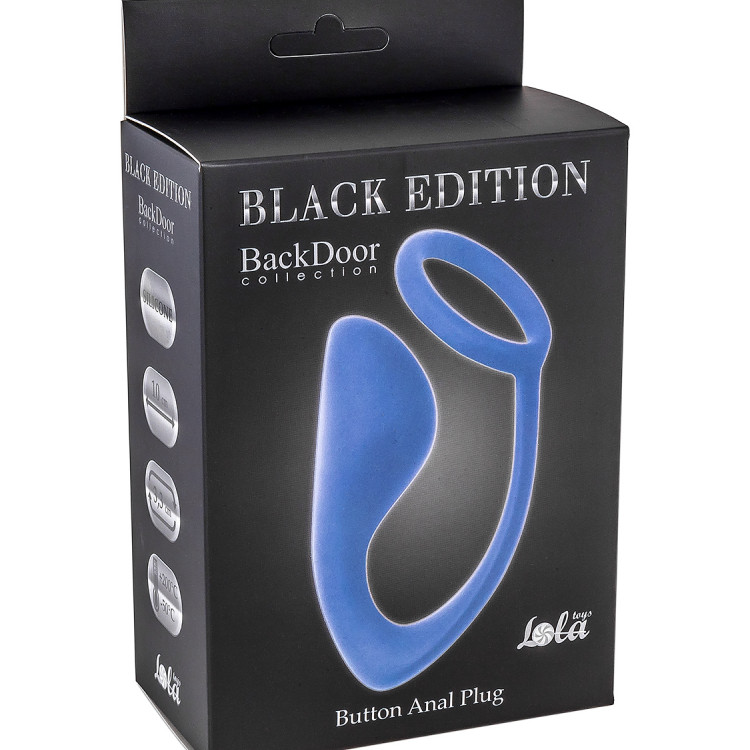 Мужской анальный стимулятор с кольцом на пенис Button Anal Plug Blue 4216-03Lola