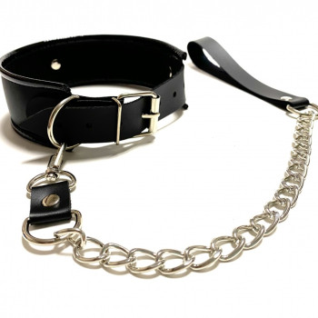Ошейник с поводком из эко-кожи черный 50010ars