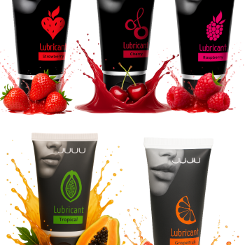 Сет съедобных лубрикантов JUJU: клубника, малина, тропические фрукты, вишня, грейпфрут, 5х50ml 776JU