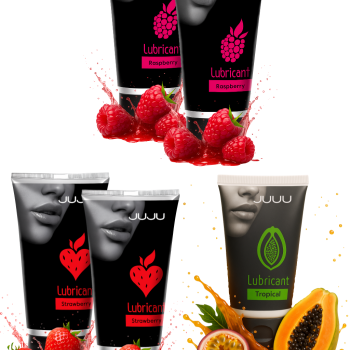 Сет съедобных лубрикантов JUJU: клубника х2, малина х2, тропические фрукты, 50ml 790JU