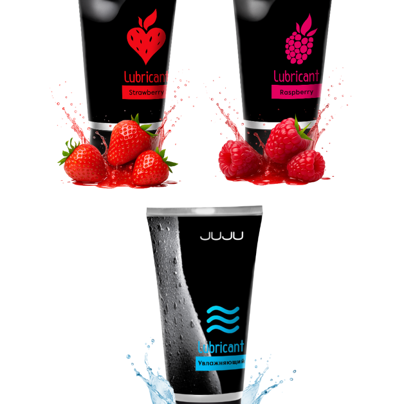 Сет лубрикантов JUJU: увлажняющий, клубника, малина, 3х50ml 806JU