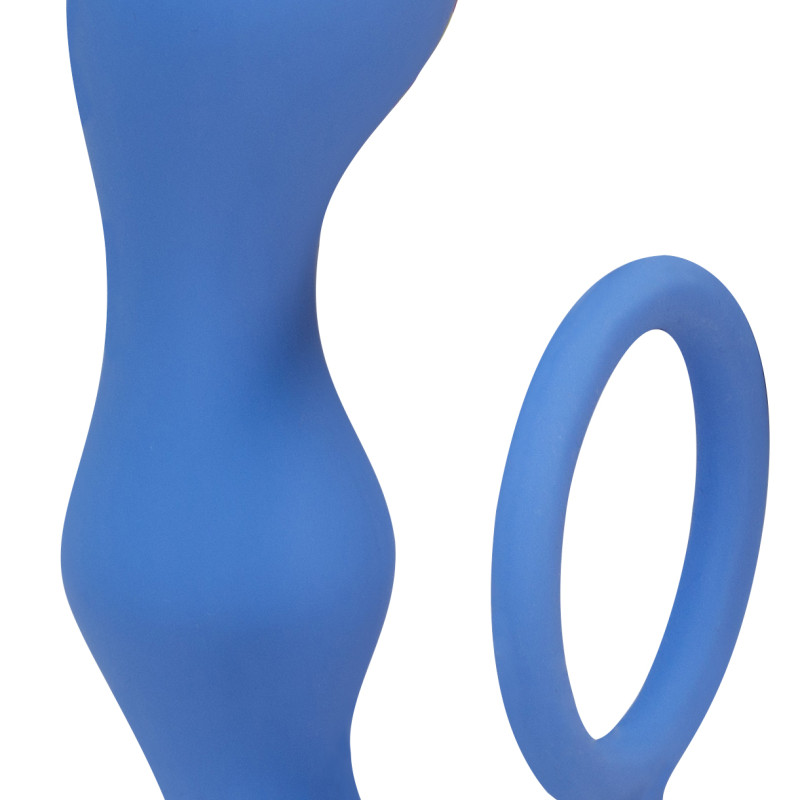 Эрекционное кольцо с анальной пробкой Double Pleasure Anal Plug Blue  4217-03Lola