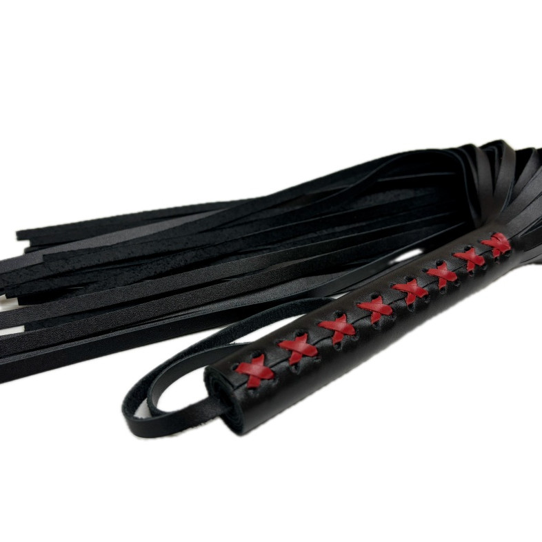 Плеть кожаная с красным плетением 6019-1ars