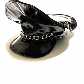 Фуражка секси-полицейский из эко-кожи с цепочкой 50011ars